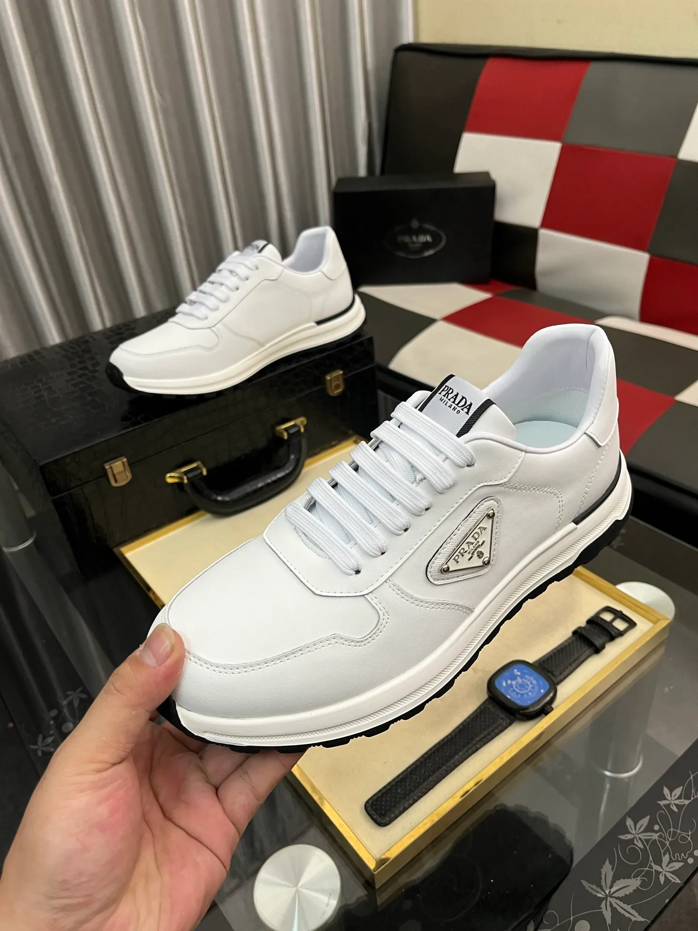 Men's shoes 💰420⌚️⌚️【PRADA】Prada casual shoes, originally developed 1:1, made of high-mercerized cowhide with imported cowhide, silk sheepskin lining, rubber outsole, comfortable and soft on the foot, size: 38-442️⃣Colors available